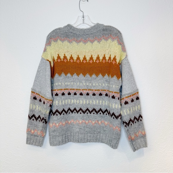 SO V neck Button Front Sweater Cardigan with Sweatshirt Sleeves Medium - Picture 2 of 3